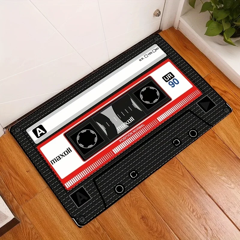 Retro Cassette Tape Design Area Rug Floor Mat Non-Slip Waterproof Rug for Living Room Bedroom Kitchen Outdoor Decor Carpet
