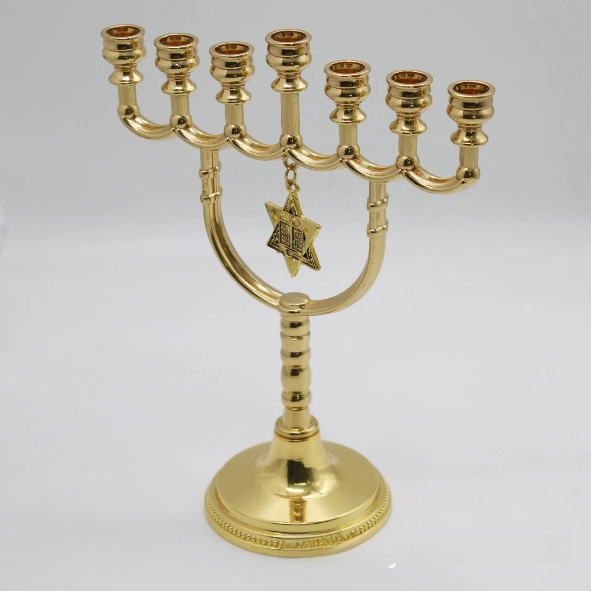 Zinc alloy seven headed candle holder gold hexagonal star pendant candle holder home decoration