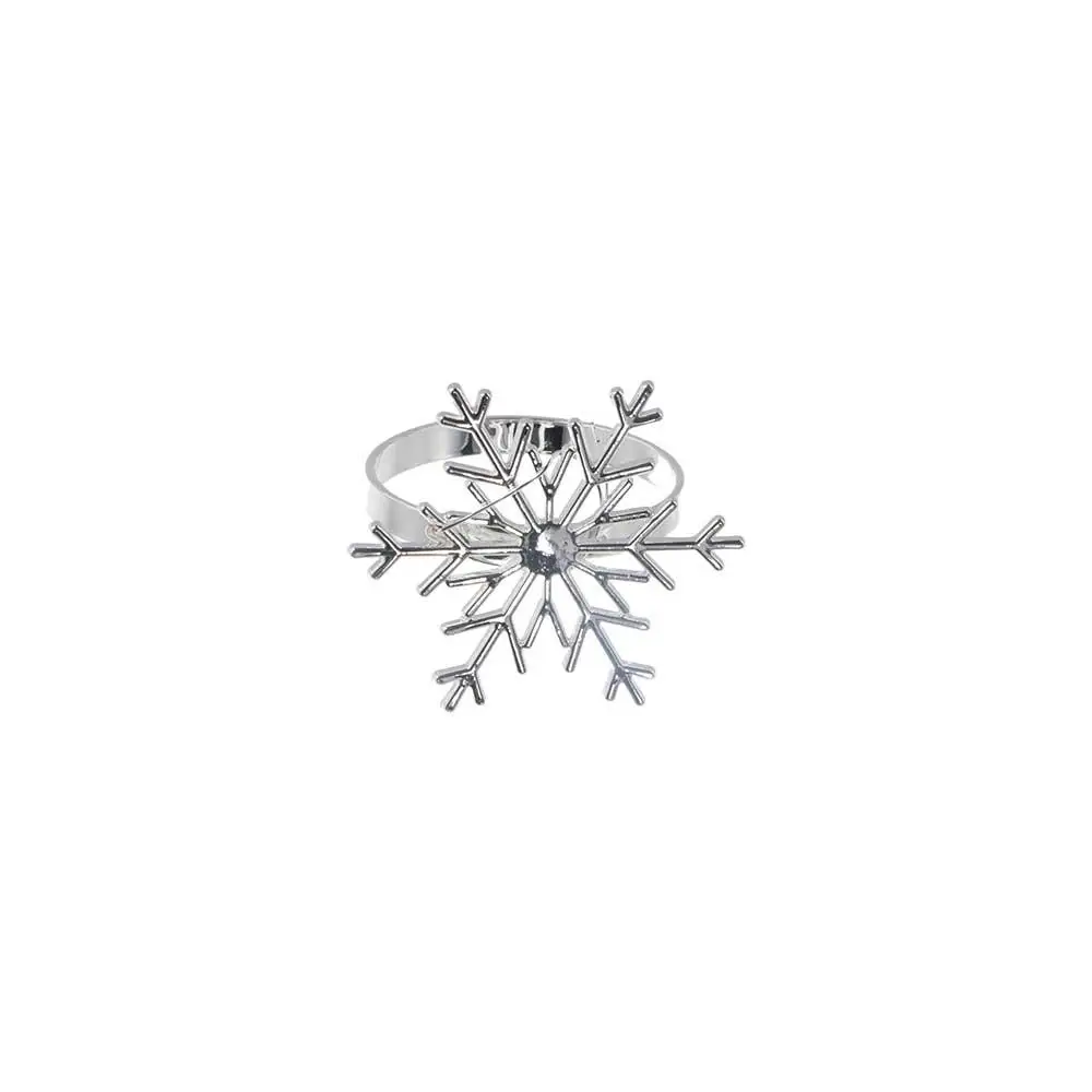 

Reuseable Golden Napkin Holders Large Silvery Snowflake Shaped Napkin Ring Napkin Buckle Christmas Supplies Table Decor