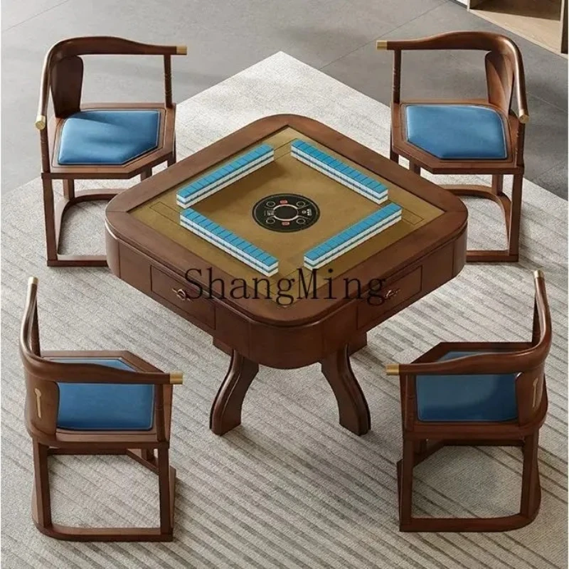 SM solid wood mahjong machine table dual-purpose multi-functional Chinese storage tea table all-in-one machine