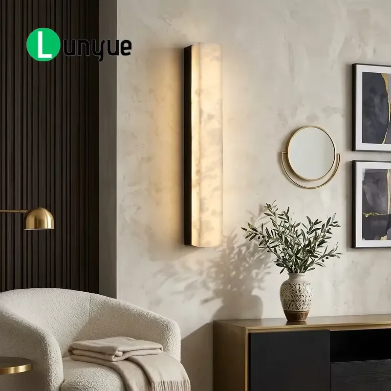 Natural Marble LED Wall Lamp Modern Lighting Fixture for Living Room Villa Hotel Decor Elegant Design Ambient Light