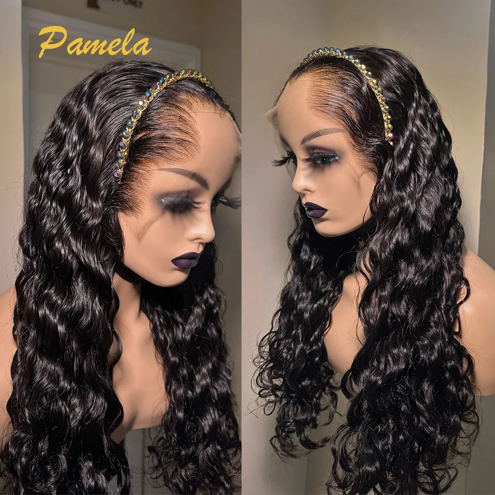 Nova tendência lagos linha fina 250 densidade onda profunda birmanês encaracolado 13x6 laço frontal perucas sem cola cabelo humano pré-selecionado pronto para usar