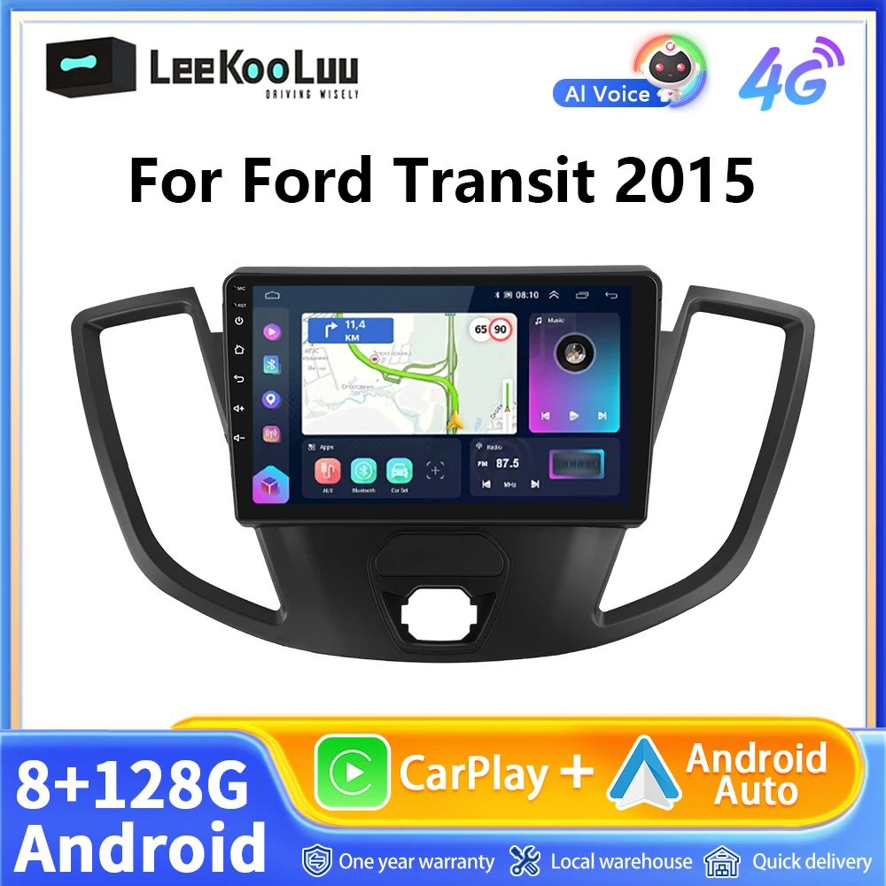 LeeKooLuu 8G+128G CarPlay Android Auto Radio For Ford Transit 2015 Car Multiemdia Video Player 2 Din Head Unit 4G GPS Stereo DSP