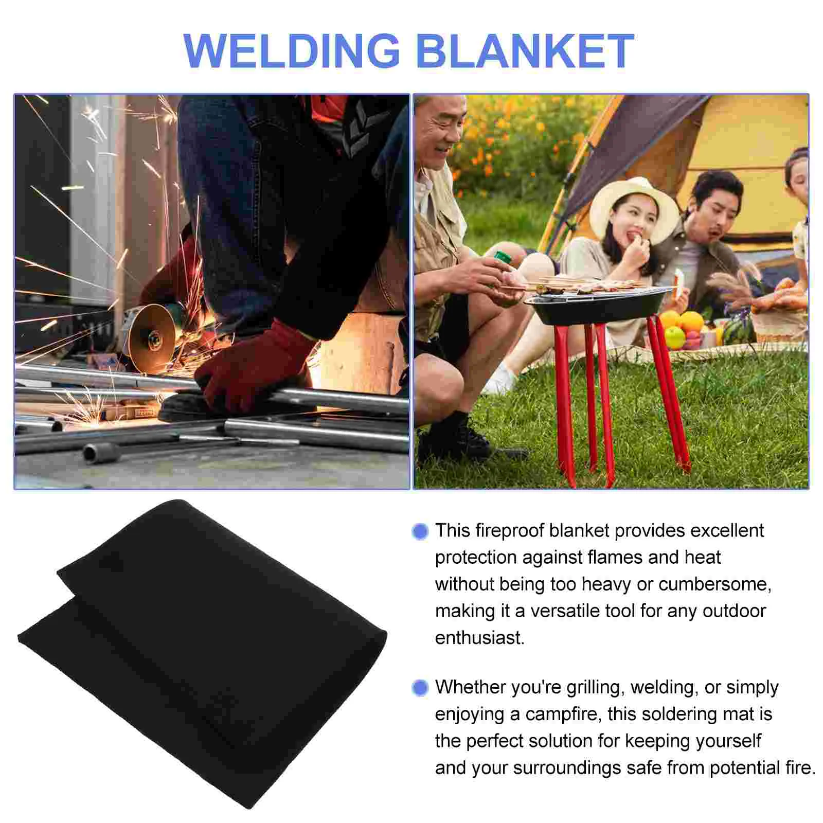 Fire Mat Fluffy Blanket Fireproof for Welding Barbecue Soldering Protection Polyester Fiber Resistant