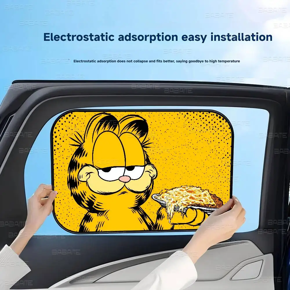 لطيف أنيمي G-Garfields القط نافذة الشمس الظل الزجاج الأمامي ظلة الأشعة فوق البنفسجية حماية السيارات الشمس قناع نافذة السيارة فيلم كهرباء #4