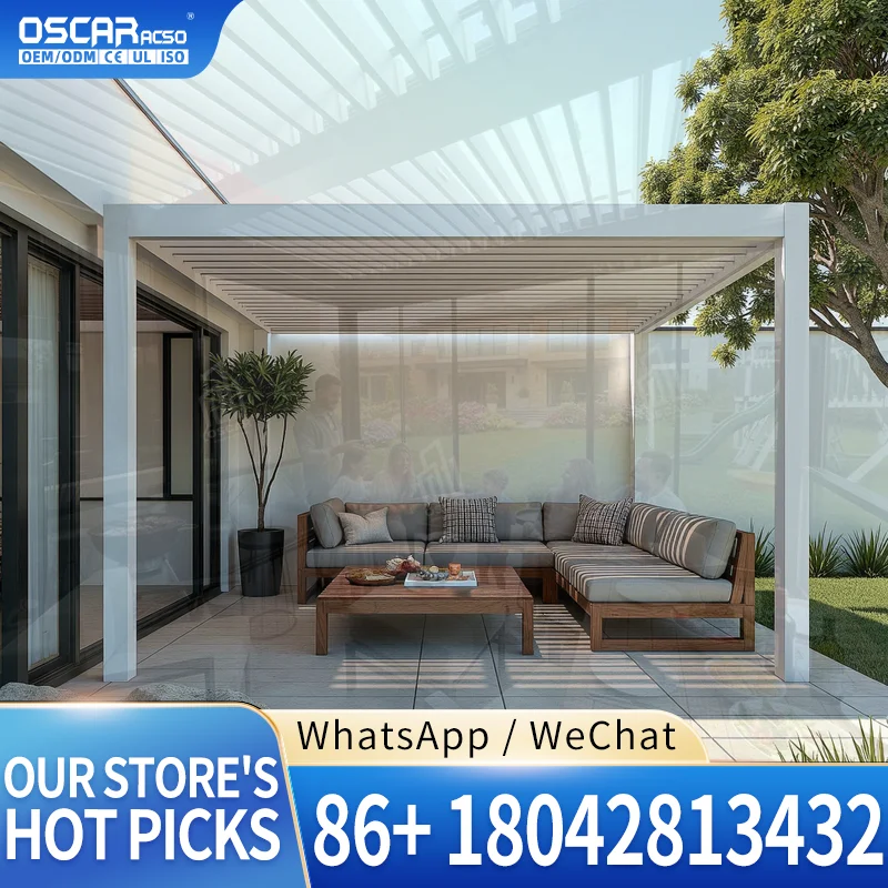 Motorized Aluminum Outdoor Louvered Patio Cover Roof 4x4 4x3 Bioclimatic Pergola for Backyard Garden Balcony pergola
