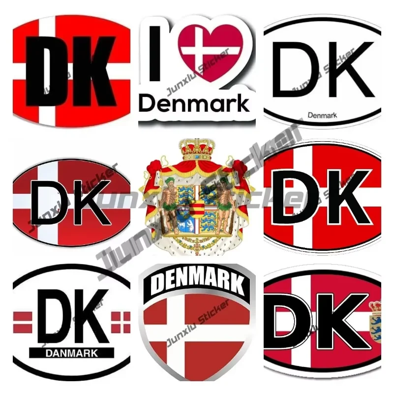 

Nordic Country Denmark Country Code Flag Oval Country Initial with Flag Denmark Sticker Cover Scratches Decal Vinyl Decoration