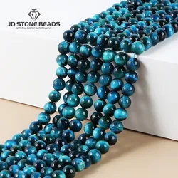 Natural Stone Blue Tiger Eyes Bead Round Loose Spacer Yellow Red Beads For Jewelry Making Bracelets Handmade Diy Accessories