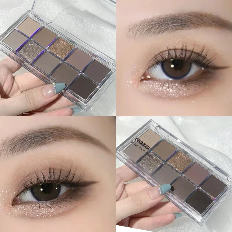 Paleta de sombras com glitter fosco, paleta de maquiagem brilhante e brilhante, nude, smokey, pigmentos de olhos pretos, glitter cosmético