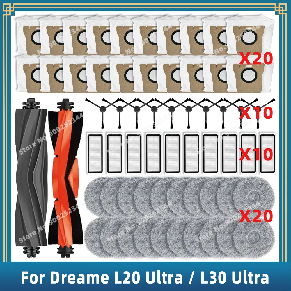 Сменные детали для Dreame Bot L20 Ultra / L30 Ultra, Аксессуары для швабры, пылесборника, основная щетка, Hepa фильтр