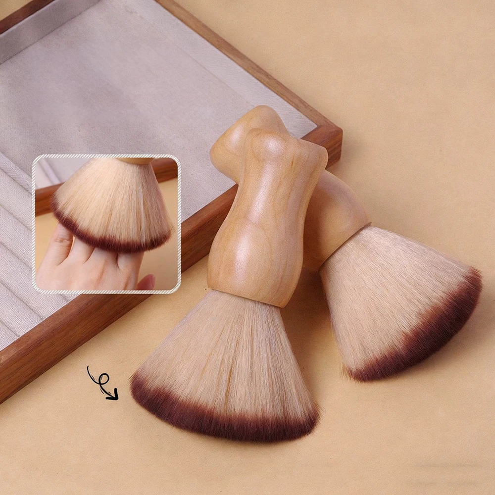 Luxury Nail Art Brush Wooden Handle Cleaning Brush Nail Dust Brush Fan-Shaped Nail Tool for Dust Removal Home Use