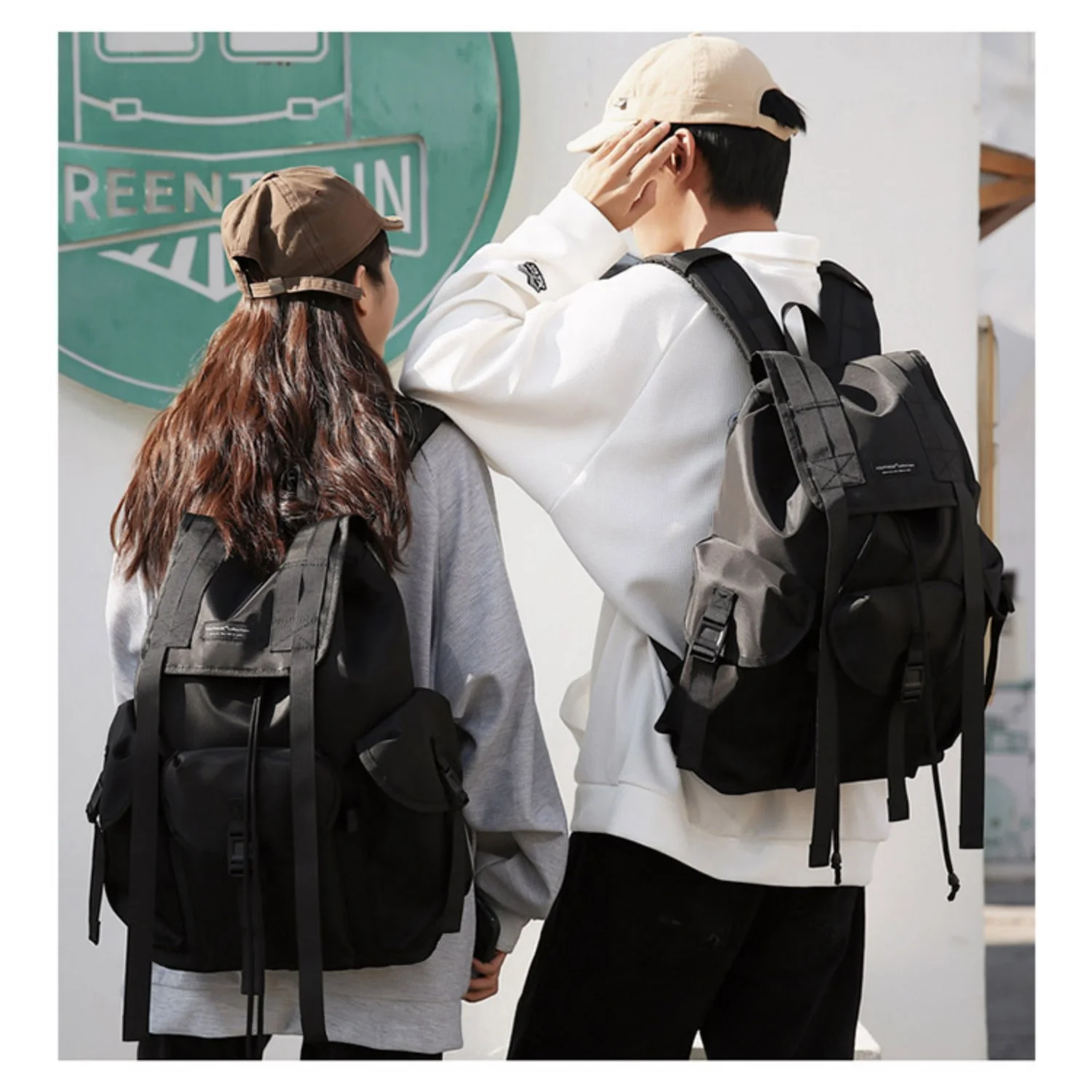 

Techwear Hip Hop Travel Backpack Men Women Outdoor Casual Moto Waterproof Drawstring Mulit pockets Large Capacity School Bags