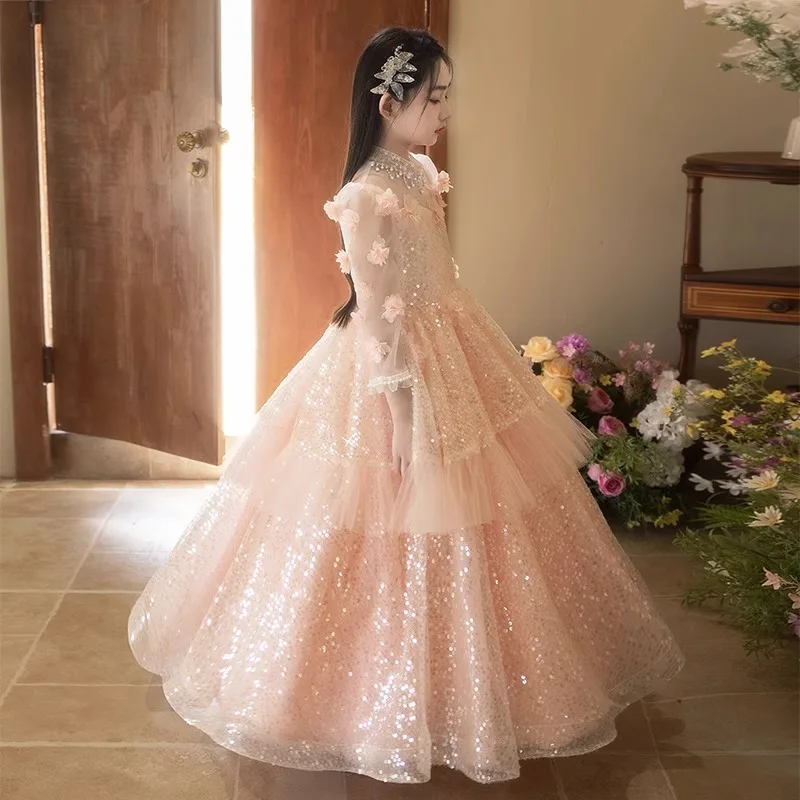 فستان الأميرة للفتيات فساتين عروض التسوية فستان رسمي بسيط وأنيق للأطفال فساتين زفاف العرائس للفتيات