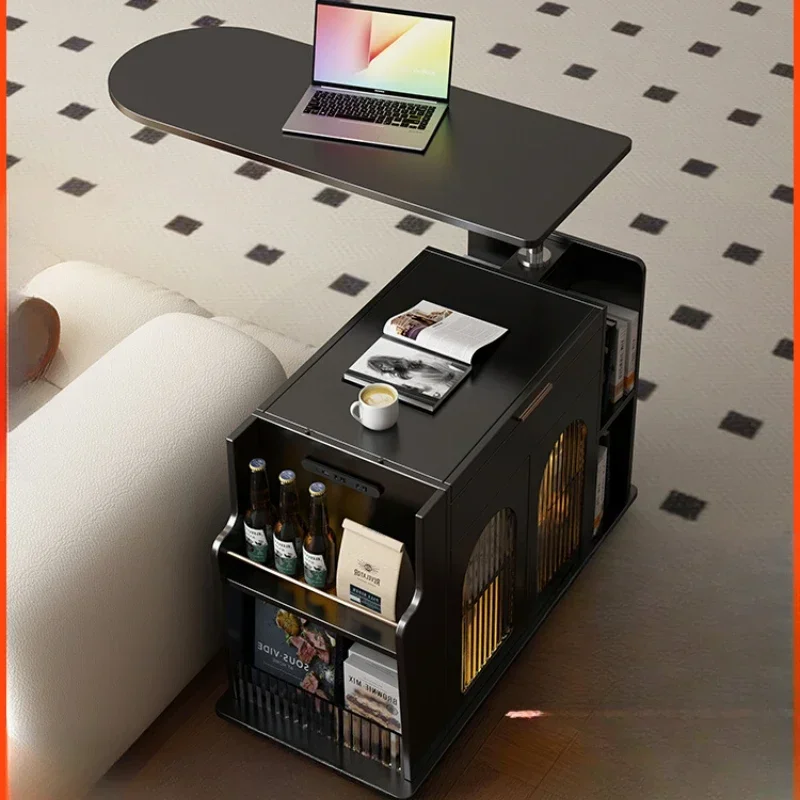 Living room small coffee table, light luxury and high-end movable tea bar, cart modern multi-functional lifting sofa side
