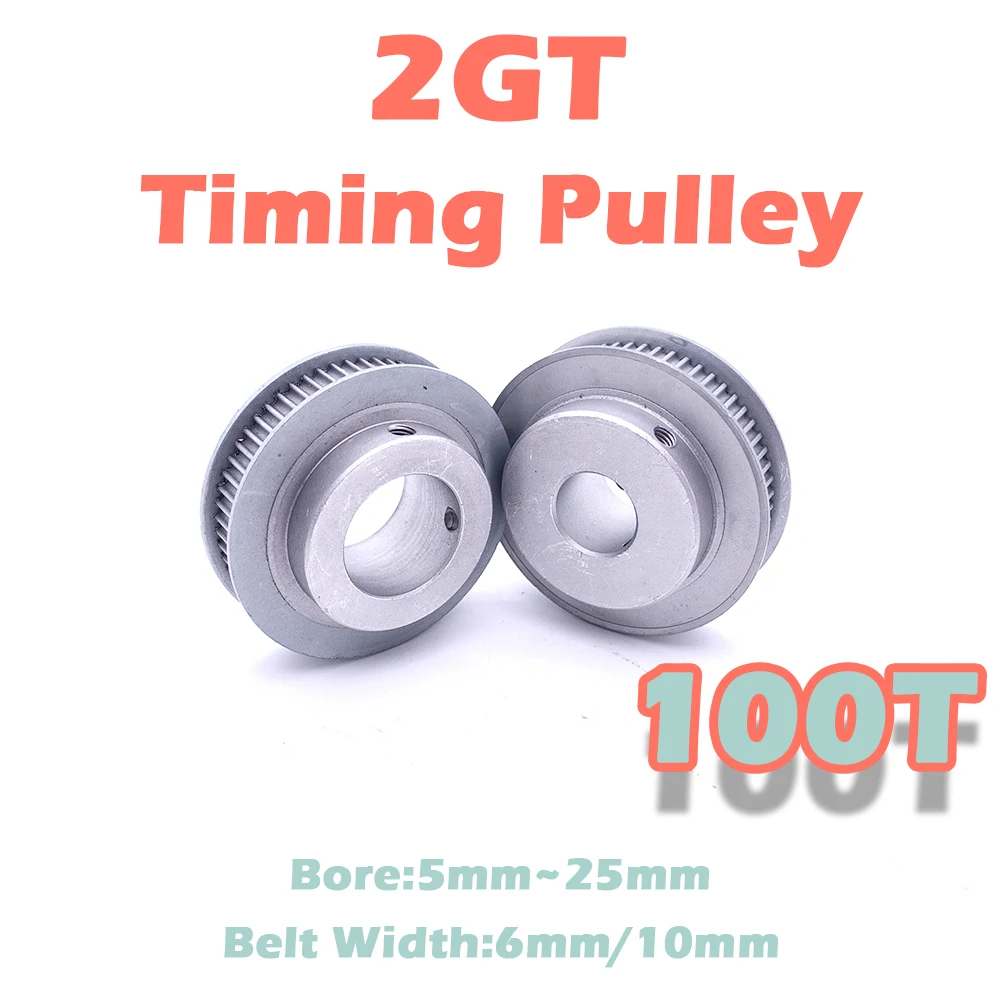 100T 2GT Synchronous Wheel Bore 5mm~25mm Aluminum 100Teeth 2GT Timing Pulley Belt Width 6 10mm 100 Teeth BF-Type 2GT Timing Gera