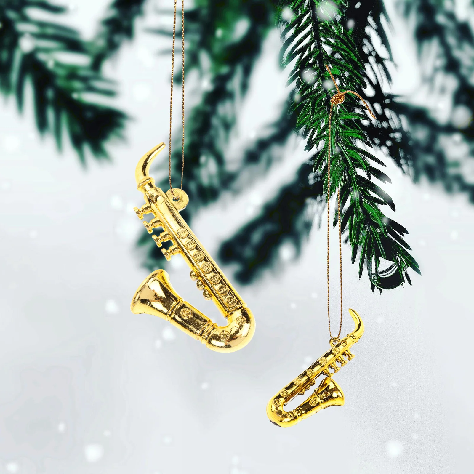 Adornos de saxofón en miniatura de 20 piezas, decoración colgante de árbol de Navidad de plástico, Mini instrumento Musical para fiesta de Navidad, escritorio en casa