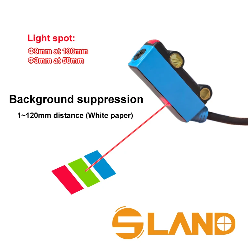 

SLAND Compact Size Background suppression 1~120mm range Red lights Photoelectric sensor DC 3-wires