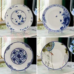 8in Bone China Plates Blue And White Porcelain Tableware Chinese Rice Dish Dinner Plate