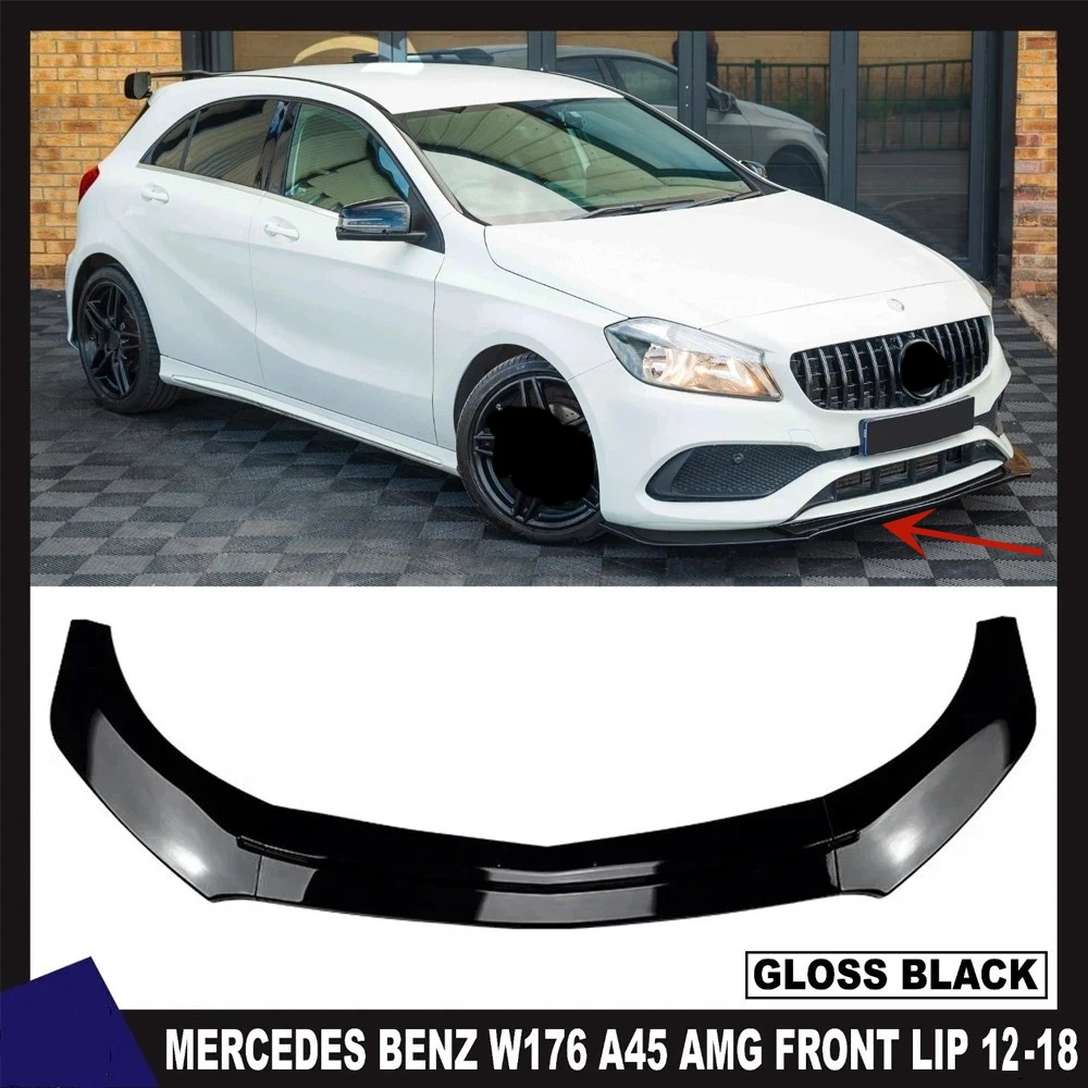 

3Pcs Front Bumper Lip Splitter For Mercedes-Benz A Class W176 2012-2018 A35 A45 AMG Line Glossy Black Car Front Bumper Diffuser