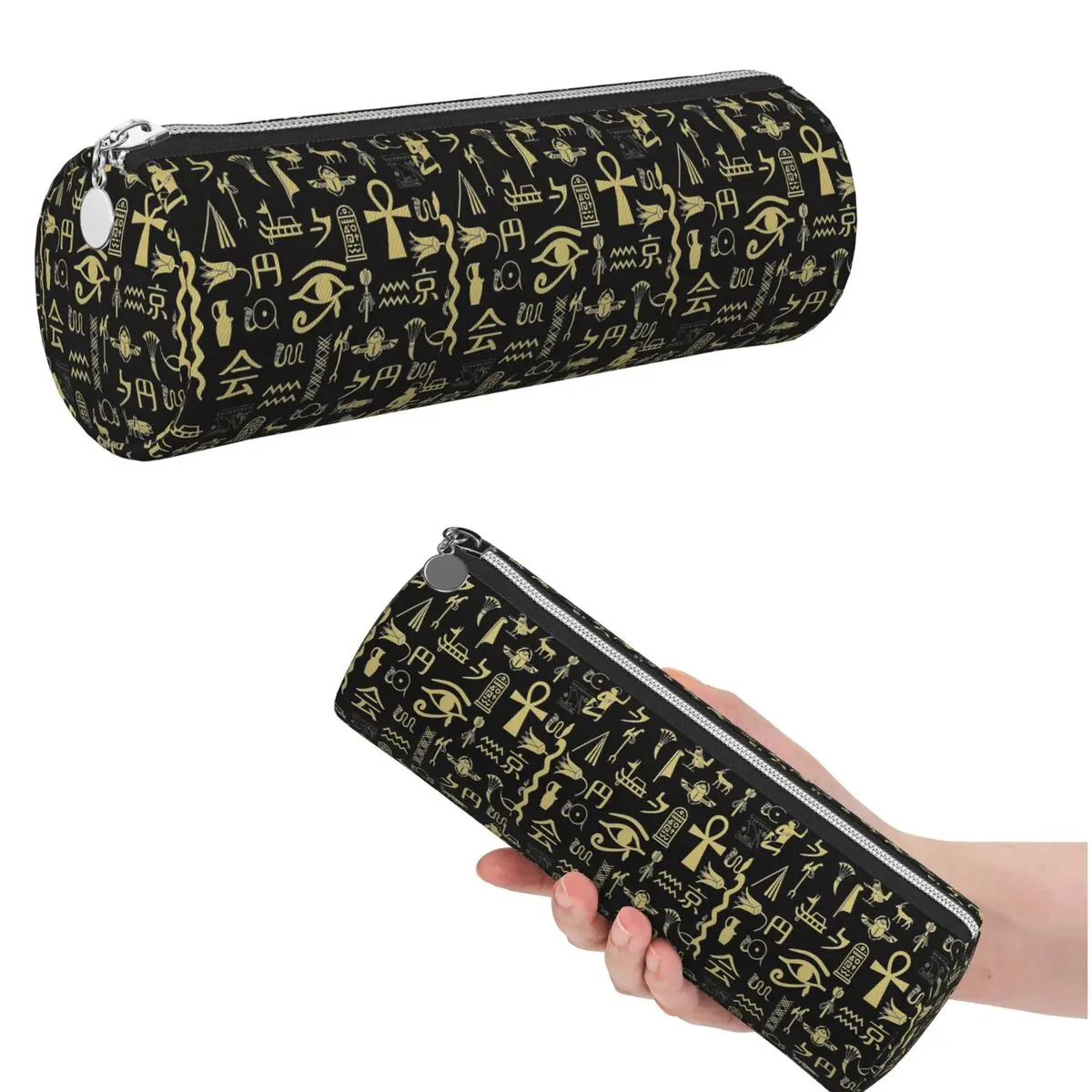Federmäppchen mit egyptischen Göttern Horus und Anubis, ägyptischer Pharao, für Jungen und Mädchen, für die Schule, Zylinder-Stiftbox, Stifttasche, Stiftetui
