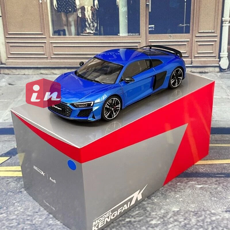 Масштаб 1:18, KengFai R8 Sport V10 2021, металлическая синяя литая модель автомобиля, коллекция, ограниченный выпуск, хобби-игрушки