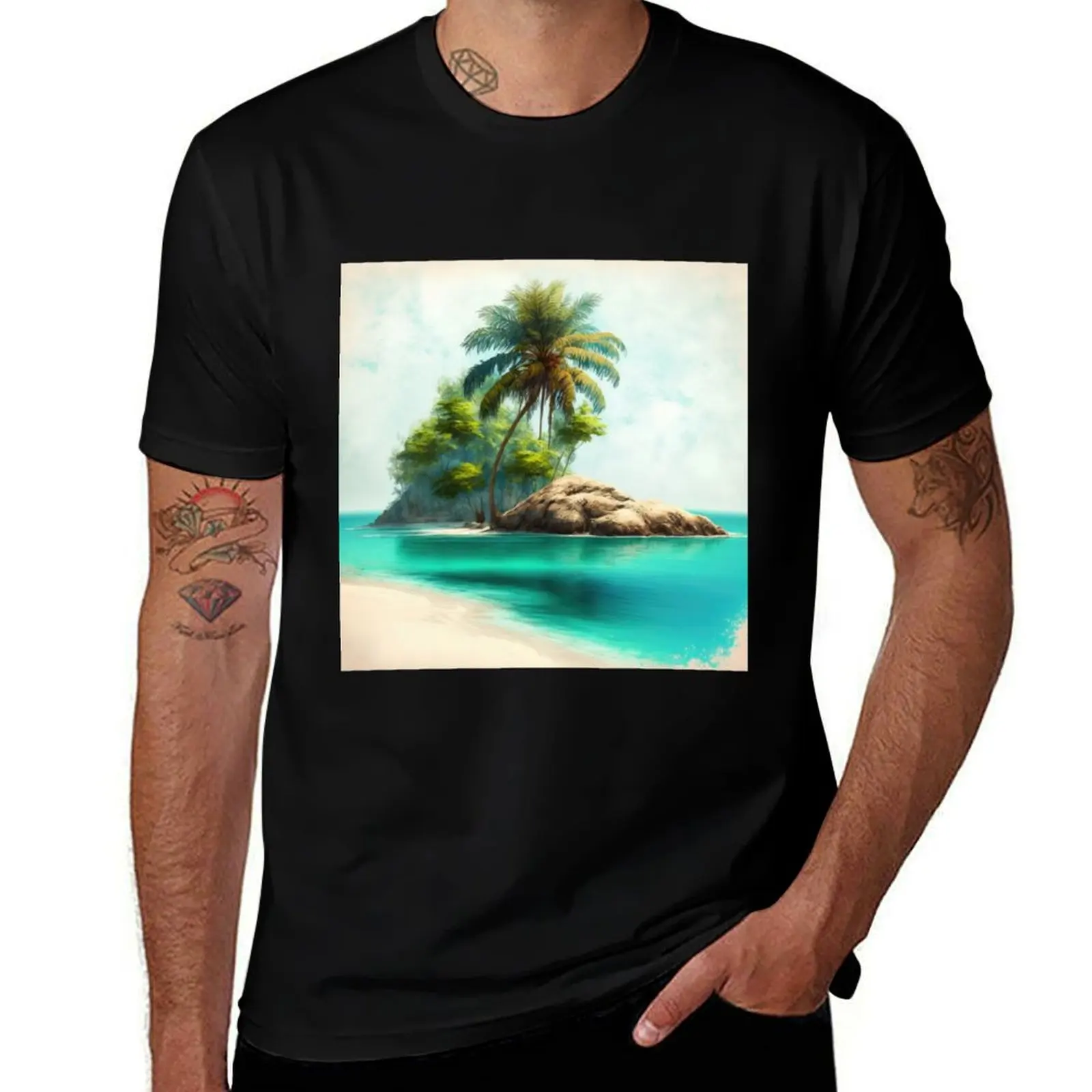 Escape to Your Own Private Island Paradise T-Shirt Creative Graphic Tee Shirt