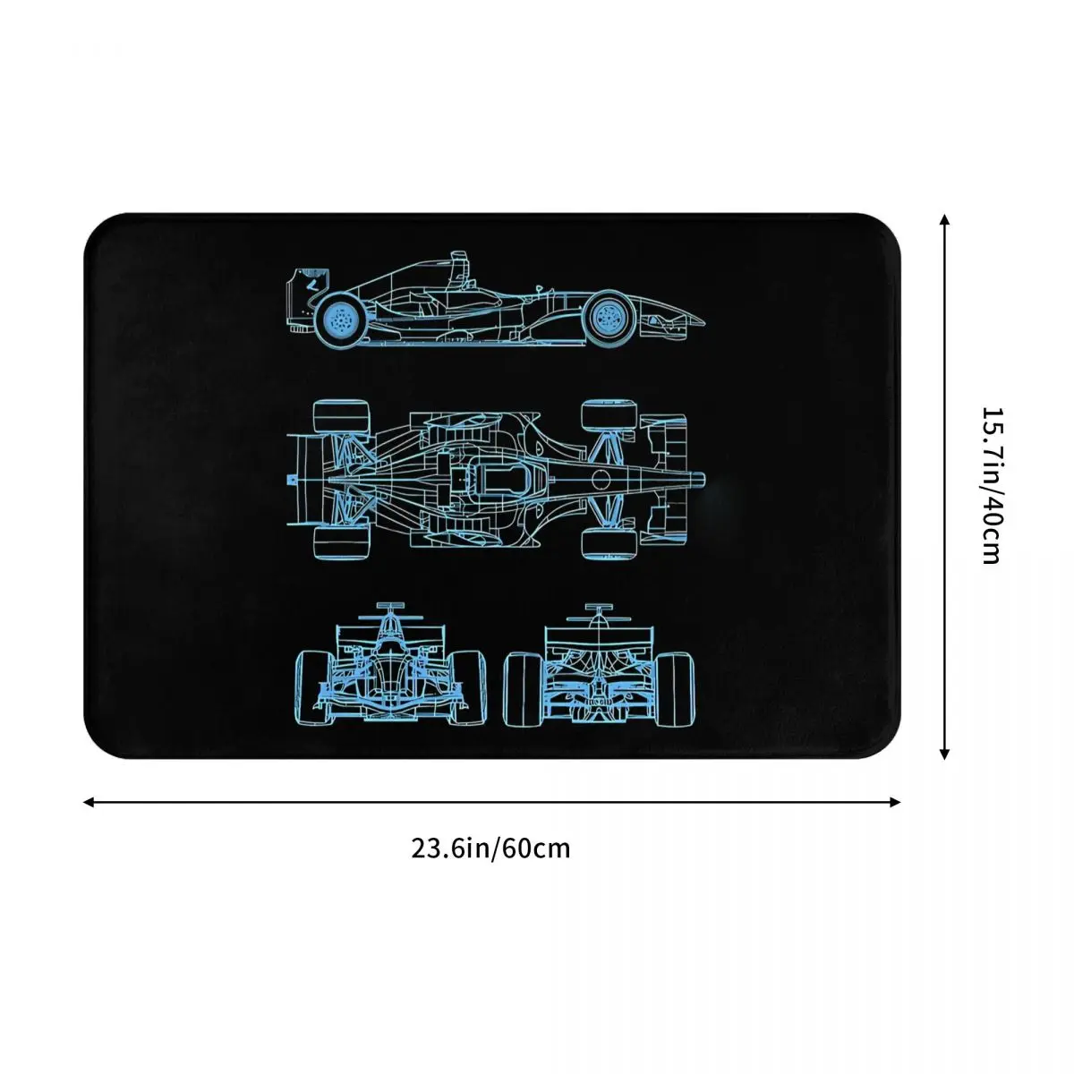 Racing Car Blueprint Project Light Blue Non-Slip Carpet Doormat Living Room Kitchen Mat Entrance Door Decoration Rug