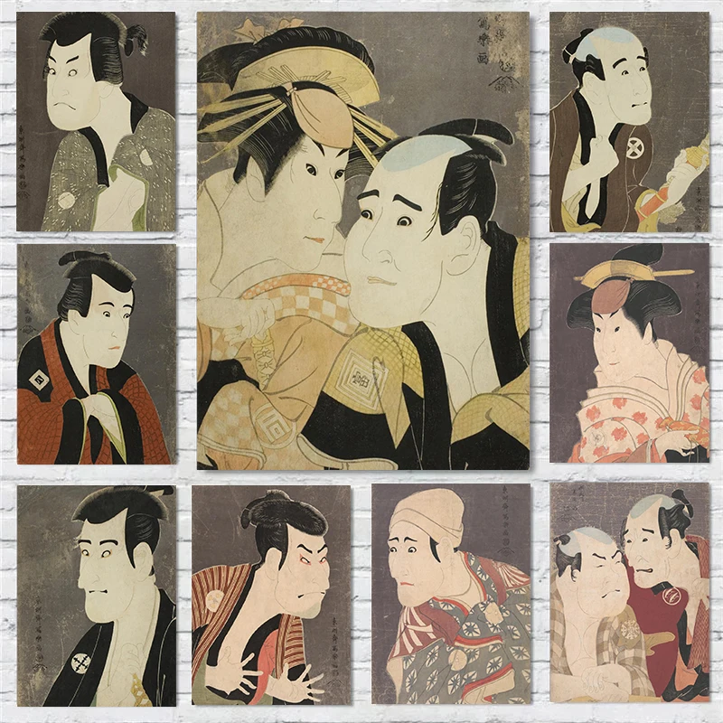 Famous Japanese Ukiyo-e Artist Toshusai Sharaku Works Poster Ukiyo-e Art Prints Canvas Painting Wall Art Picture Home Room Decor