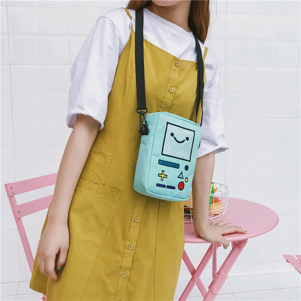 Cartoon Anime Adventure Time Bmo Small Bags For Women Phone Purse Female Canvas Game Machine Shoulder Bag Funny Crossbody Bag