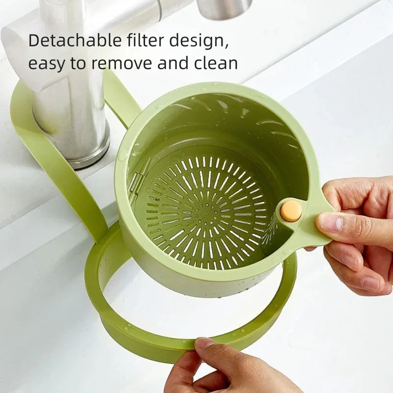 Sink Hanging Strainer Basket Detachable Openable Bottom Cover Kitchen Garbage Multifunctional Quickly Drain