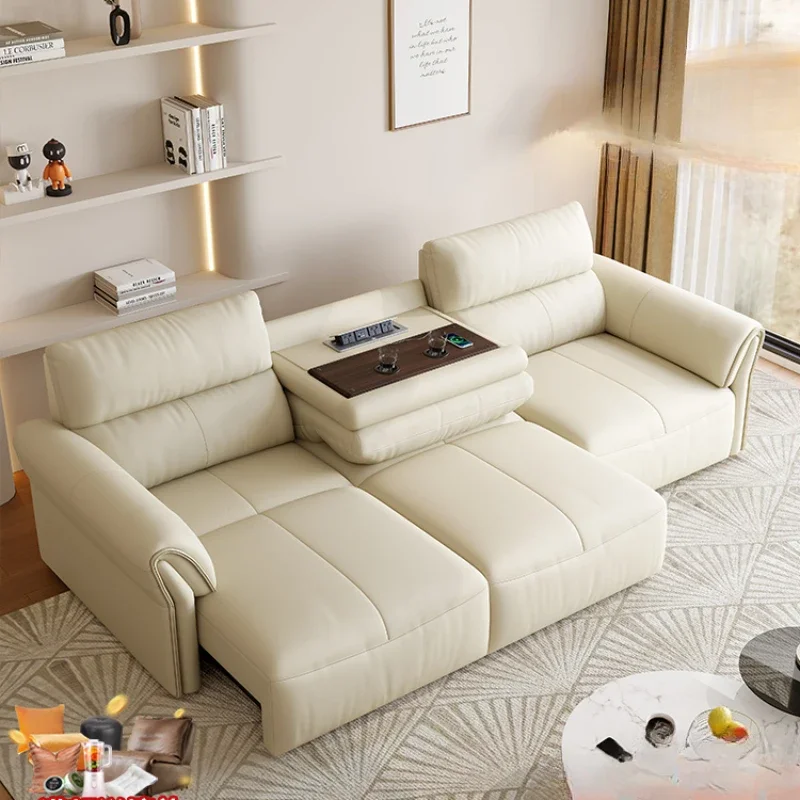 

Customized first-class space electric cabin, multifunctional leather sofa bed, modern and simple living room, dual purpose, auto