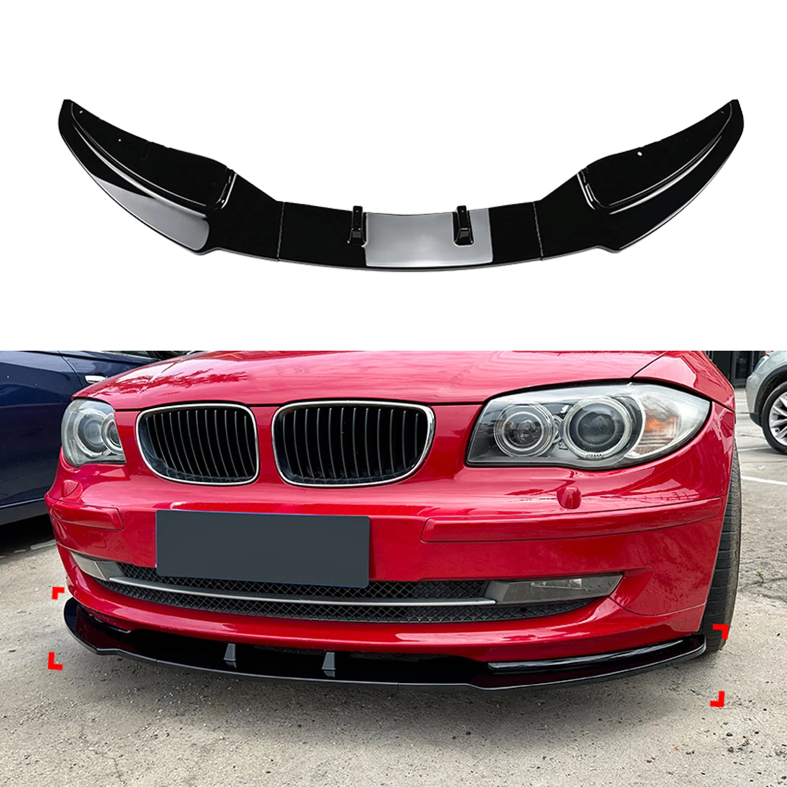 Lower Diffuser Splitter Lip Kit Front Bumper Spoiler For BMW 1 Series E81 E82 E87 E88 LCI 118i 120i 125i 135i Standard 2008-2011