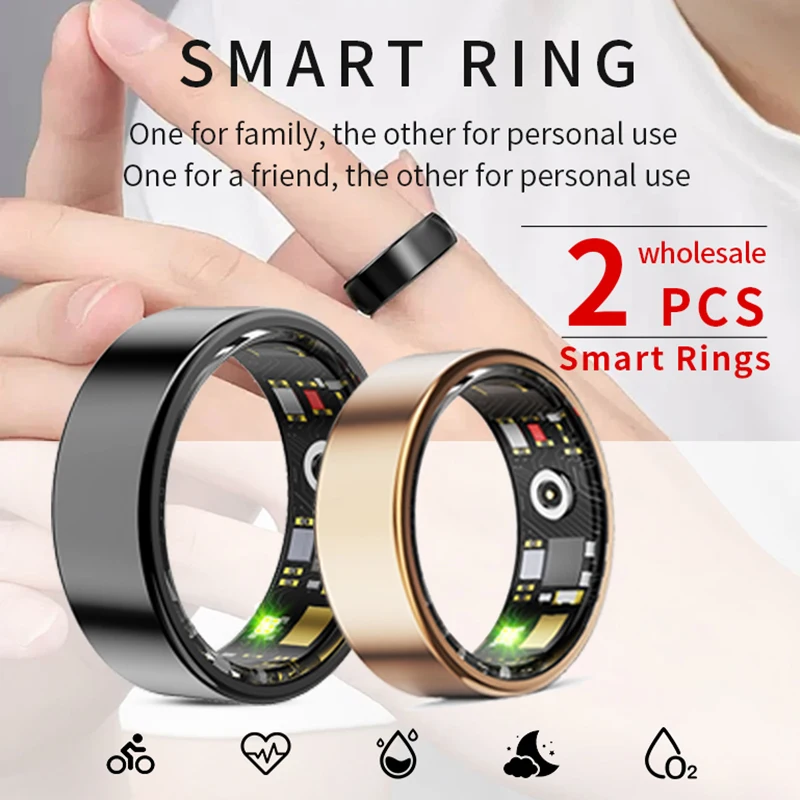 

Wholesale 2 PCS Set R11M Sport Smart Ring Heart Rate Sleep Monitoring IP68 5ATM Waterproof Blood Oxygen Monitor Health Man Rings