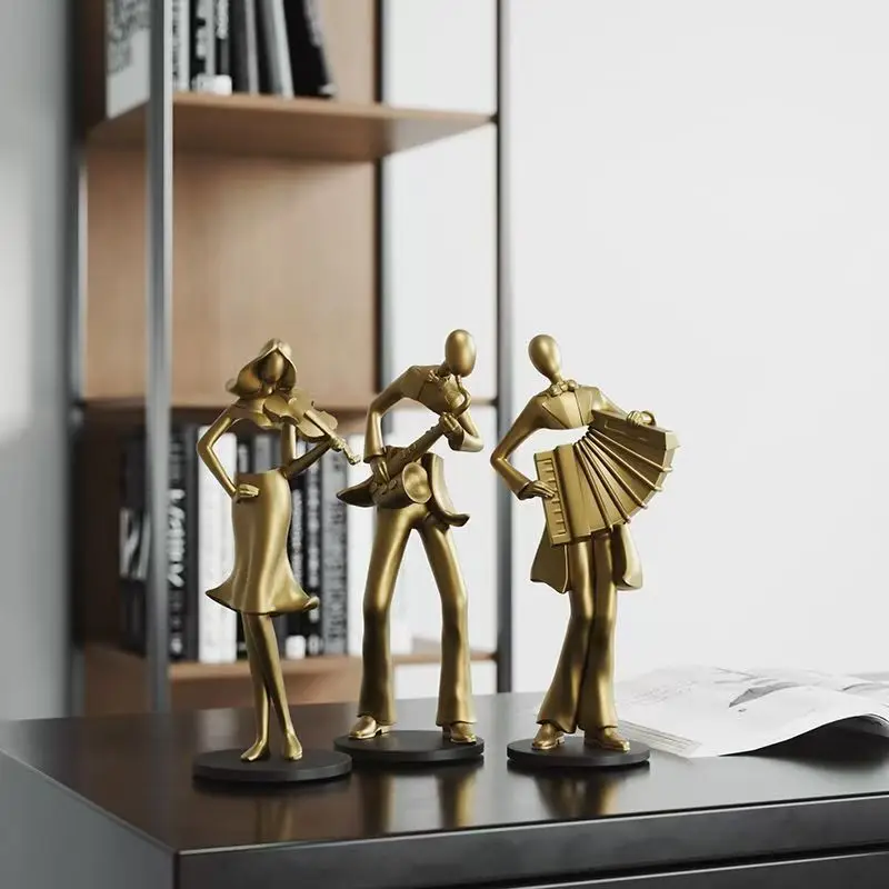 European American Style Three-piece Set of Art Figurines for Desktop Decoration Suitable for Study Desk or Bookshelf Decoration