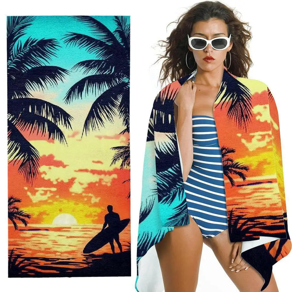 Watercolor Slice Watermelon Fruit Pattern Beach Towel Sand Resistant Absorbent Towel For Fresh Summer Outdoor Beach Daily Use