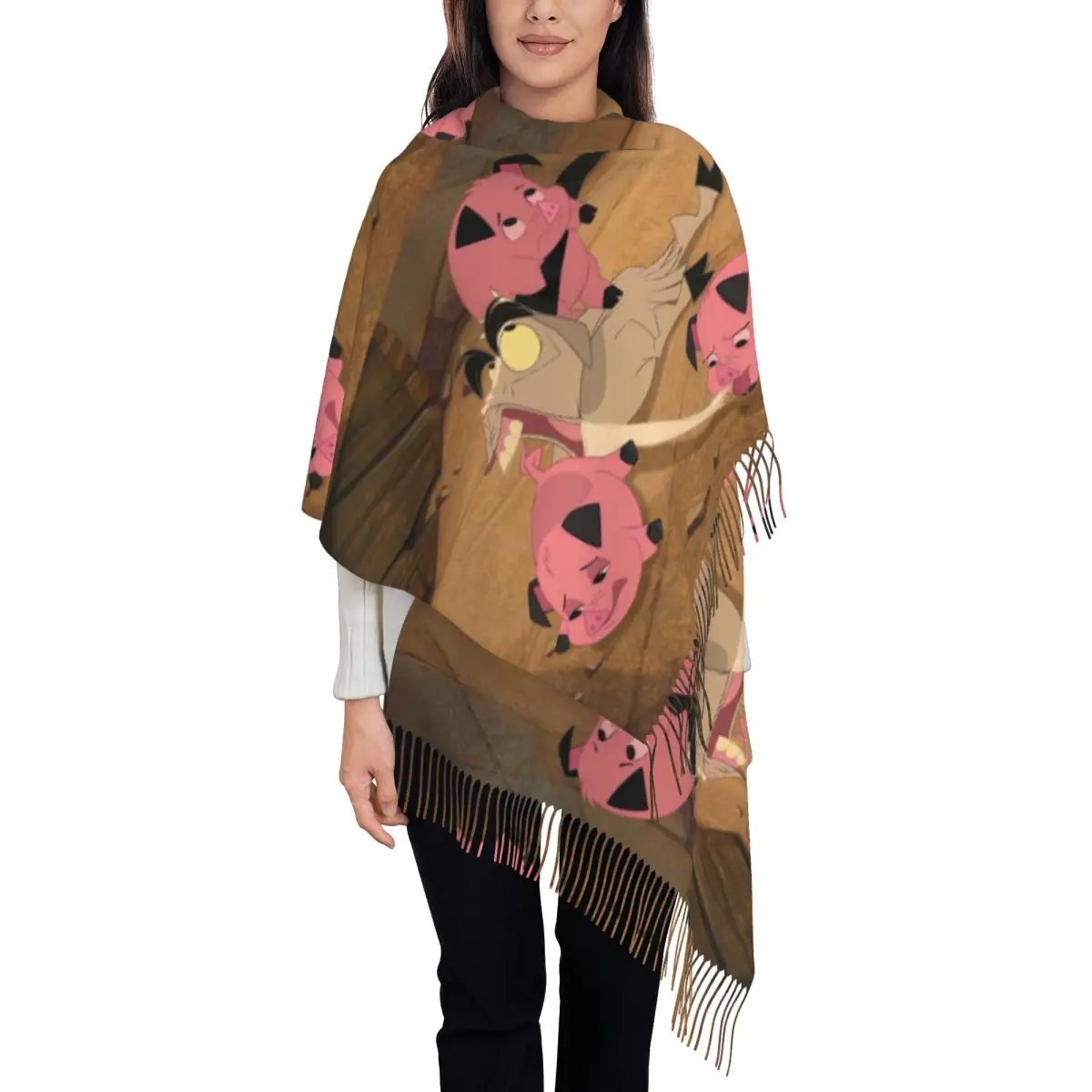 

Пользовательские женские большие классические домашние шарфы с героями мультфильмов на диапазоне, женские зимне-осенние мягкие теплые шаль с кисточками, шарф в стиле аниме