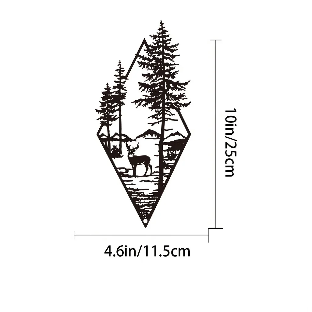 HelloYoung dekoracja ścienna z krajobrazem, jelenie i sceny metalowe ozdoby ścienne dekoracje do domu, metalowe dekoracje ścienne, ozdoby do