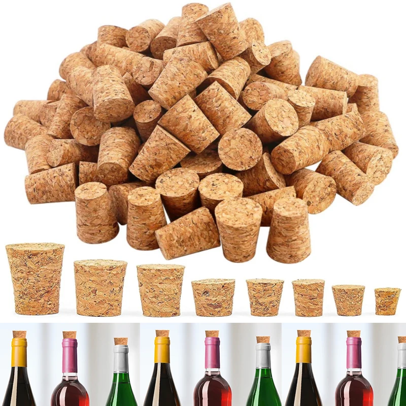 50/10/5pcs Wine Glass Bottle Stopper Kettle Pudding Container Cork Cap Burette Buret Tube Wood Lid 19 Sizes