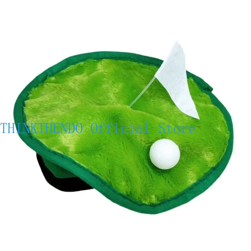 

652F Novelty Golfer Hat Feature Simulated Golf Ball Flags Plush Headgear for Party Costumes and Daily Event Green