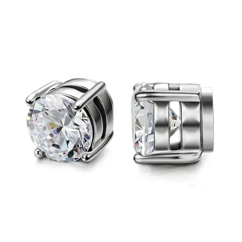 Magnetic Stud Earring Women Shining Magnet Ear Studs Men Zircon Stone Ear Clip Non-piercing Earrings Jewelry Accessories
