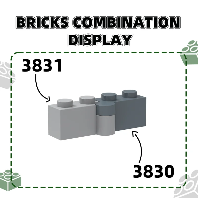 Wange122 قطعة/الوحدة 3831 المفصلي 1x2 الجزء السفلي اللبنات MOC الملحقات الفنية متوافقة مع الطوب ألعاب أطفال هدية صندوق #3