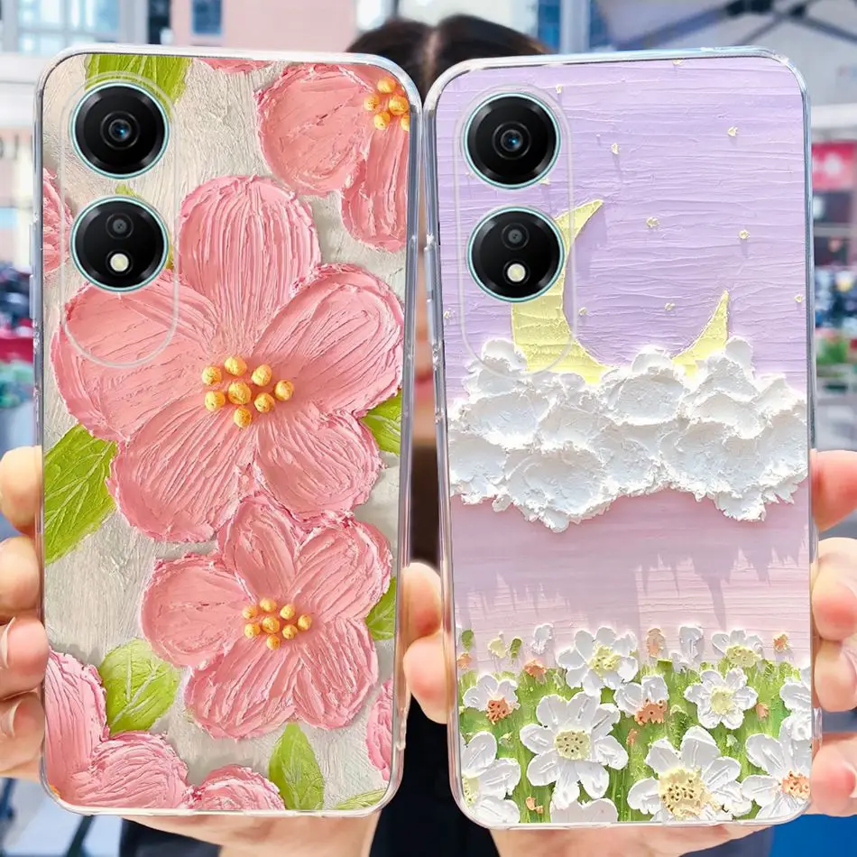 Dla honoru X5 Plus etui WOD-LX1 WOD-LX2 WOD-LX3 2023 modne eleganckie wzory miฤkkie silikonowe etui na telefon TPU dla Honor X5Plus