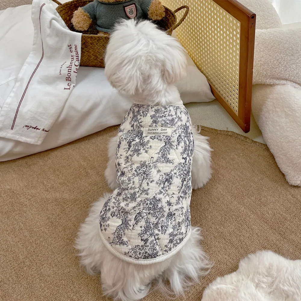 الحيوانات الأليفة القط القطن معطف القطن الشاش سترة كلب صغير القط ملابس المنزل النمط الصيني طلاء حبر دافئ يندبروف لينة ومريحة