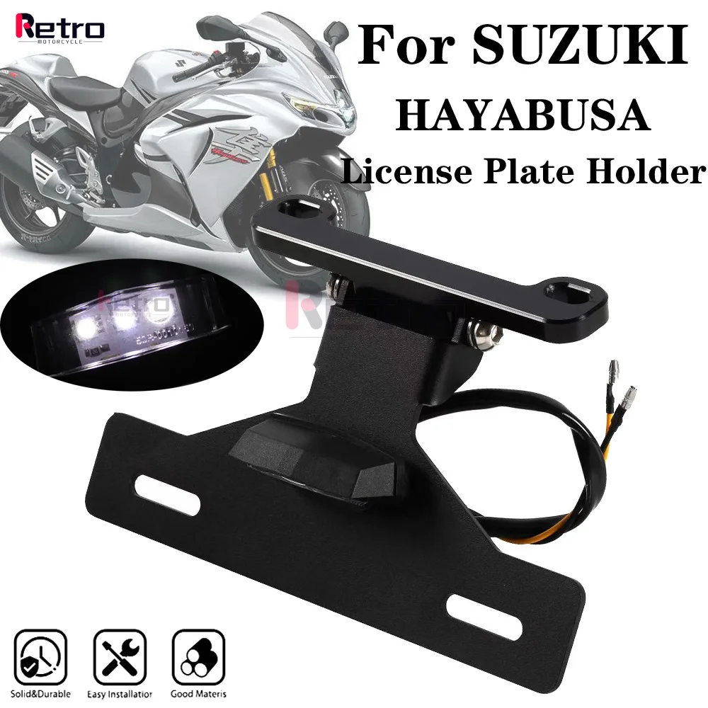 

License Plate Holder For SUZUKI HAYABUSA GSX1300R 2002-2024 Motorcycle Tail Frame Bracket LED Number Light Fender Eliminator