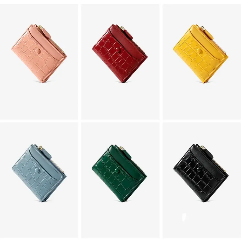 Women Purse Stone Pattern Multi-card Short Small Wallet Fashion Card Holder Ladies Zipper Buckle Coin Purse
