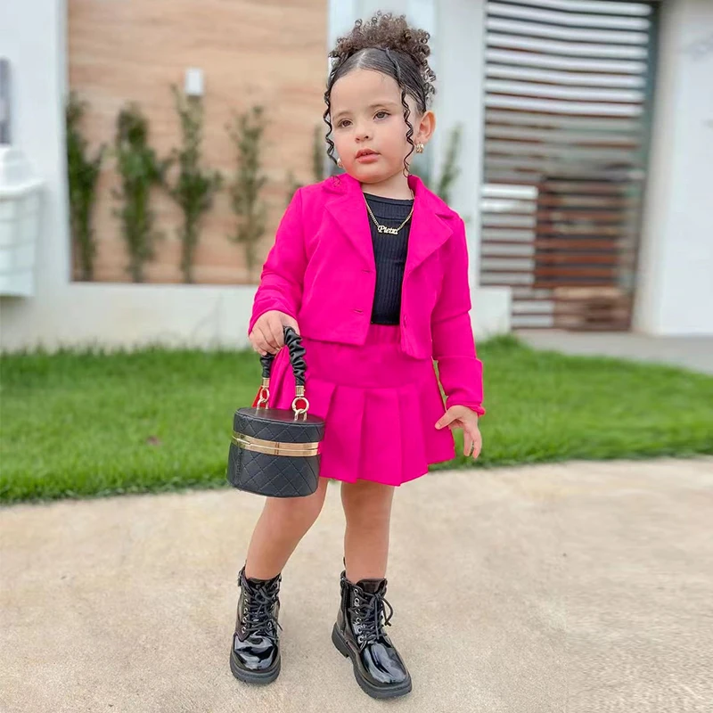 Children\'s Clothing Long Sleeve Jacket & Miniskirt Suit For Girls Autumn 2Pcs Sets For Kids Clothes Girls From 2 to 8 Years Old