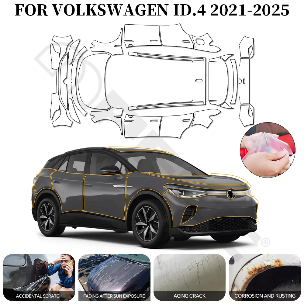 

For Volkswagen ID.4 2021-2024 PPF Car Film 9Mil Pre-Cut Paint Protection Film TPU Invisible Anti-scratch Vinyl Wrap Film