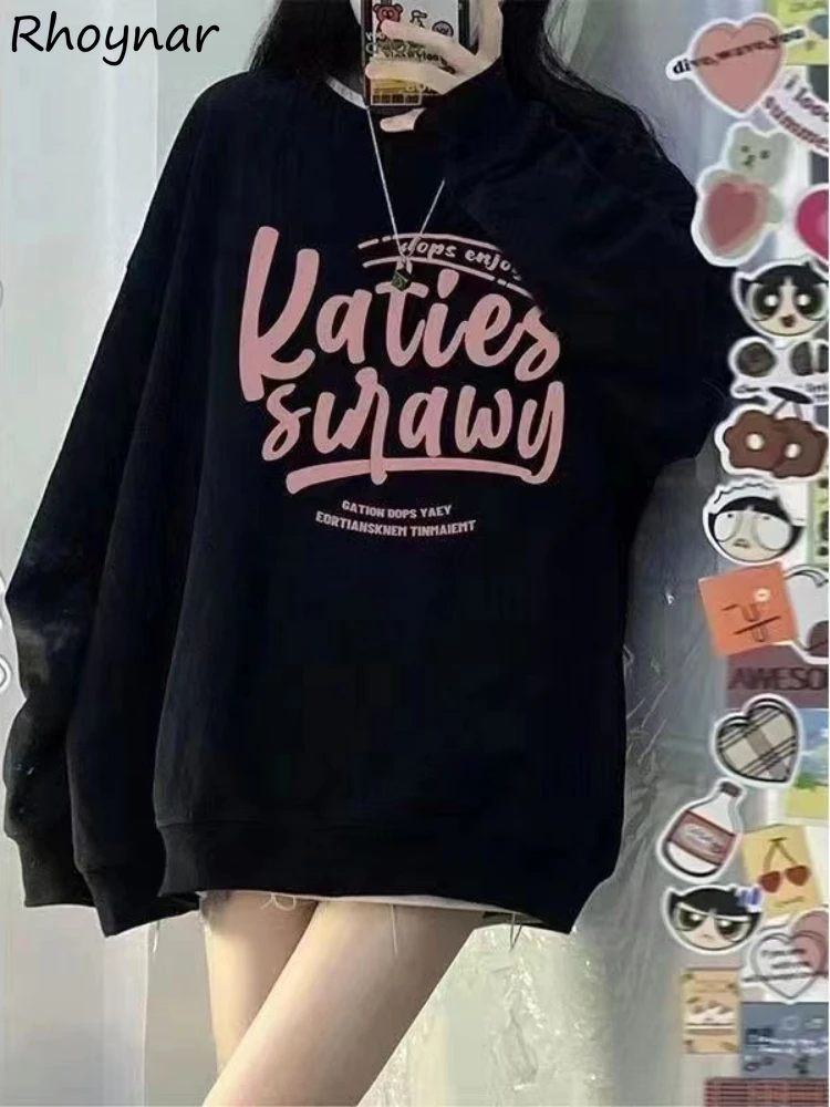 

Harajuku BF Sweatshirts for Women Letter Sweet American Style Baggy College Autumn Winter New Fashion Street Wear Ins All-match