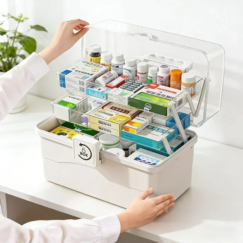 

Многослойный органайзер для медикаментов большой емкости, портативный медицинский набор для дома, аптечка первой помощи, органайзер для домашнего ухода
