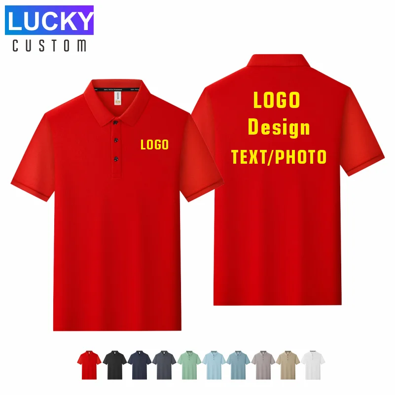 

Custom Design Company Brand Logo/Print Embroidery Breathable Lapel Short Sleeve Tops Sports Solid Color Breathable Polo Shirt